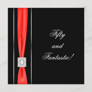 Invitation Fête d'anniversaire chique de la femme rouge noire