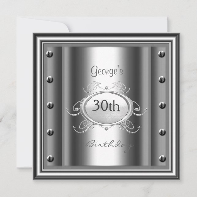 Invitation Fête d'anniversaire Chrome 30 ans Homme Chrome (Devant)