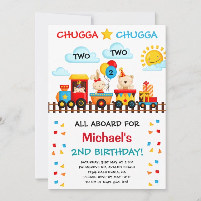 Invitation Fête d'anniversaire Chugga Chugga Two Train 2ème g (Devant)