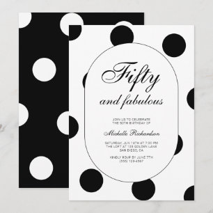 Invitation Fête d'anniversaire cinquantième Polka Dot Fifty e