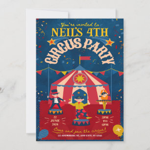 Invitation Fête d'anniversaire Cirque Amusant 