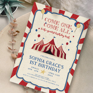 Invitation Fête d'anniversaire Cirque Carnaval 1er Anniversai