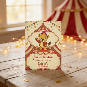 Invitation Fête d'anniversaire cirque vintage personnalisée