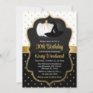 Invitation Fête d'anniversaire Citrouille et Chapeau de Sorci