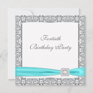 Invitation Fête d'anniversaire classe bleu sarcelle 40 ans