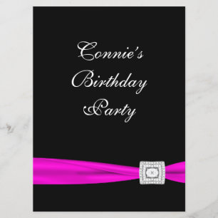 Invitation Fête d'anniversaire classe rose fuchsia