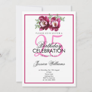 Invitation Fête d'anniversaire Classieuse Romantique Orchidée