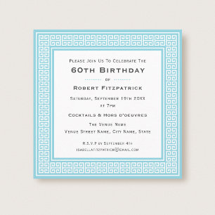 Invitation Fête d'anniversaire classique 60 ans à bordure gre