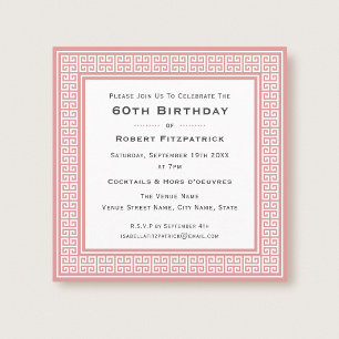 Invitation Fête d'anniversaire classique de 60 ans avec clé g