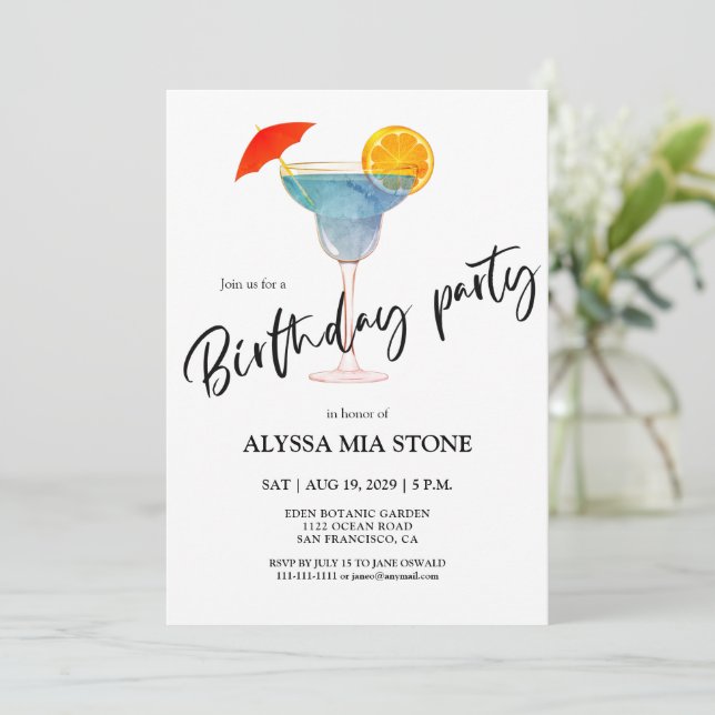 Invitation Fête d'anniversaire cocktail (Debout devant)