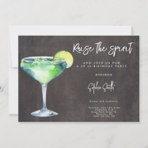 Invitation Fête d'anniversaire cocktail aquarelle
