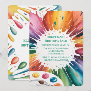 Invitation Fête d'anniversaire Color Splash Art