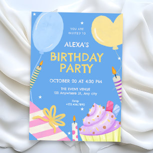 Invitation Fête d'anniversaire Colorée Amusante