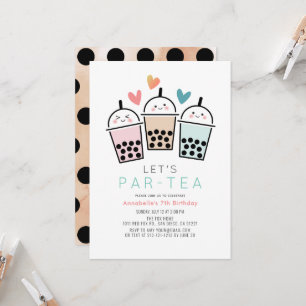 Invitation Fête d'anniversaire Colorée Boba Bubble Tea