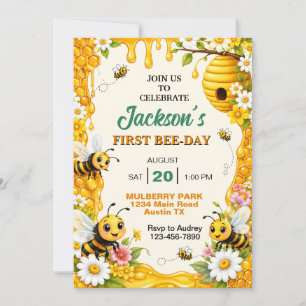 Invitation Fête d'anniversaire colorée de bourdon
