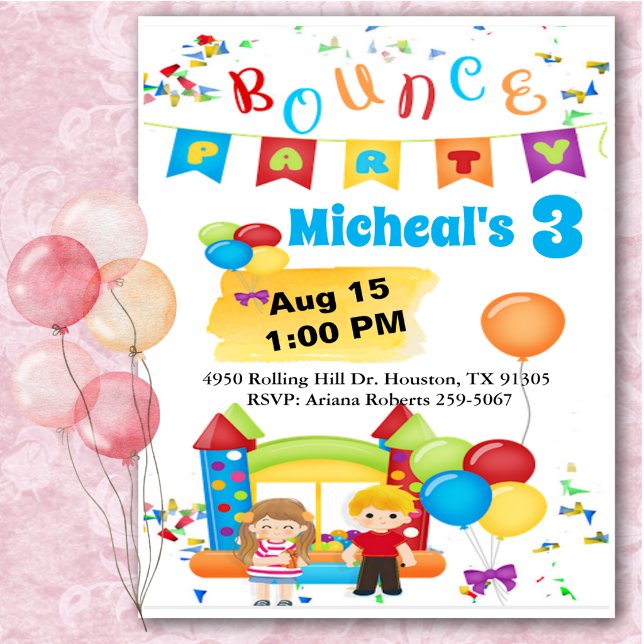 Invitation fête d'anniversaire colorée et amusante (Créateur téléchargé)