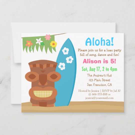 Invitation Fete D Anniversaire Coloree Hawaii Tiki Luau Beach Zazzle Fr