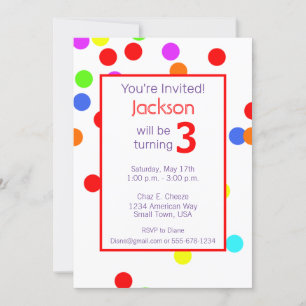 Invitation Fête d'anniversaire colorée pour enfants