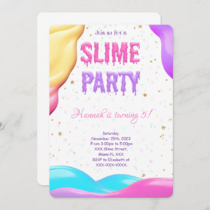 Invitation Fête d'anniversaire colorée Slime