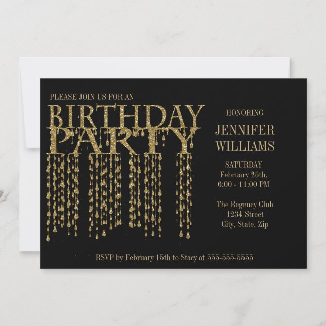 Invitation Fête d'anniversaire | Confetti Parties scintillant (Devant)