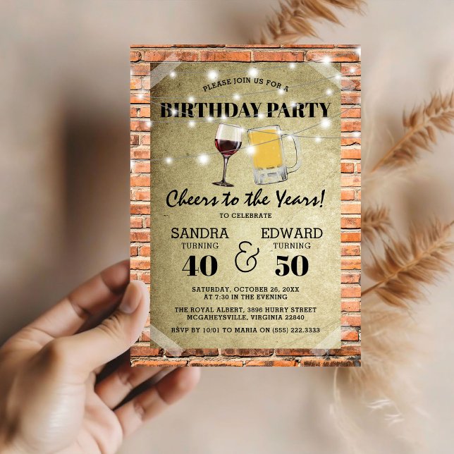 Invitation Fête d'anniversaire conjointe | À la santé des ann (Créateur téléchargé)
