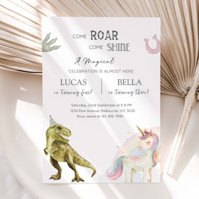 Invitation Fête d'anniversaire conjointe des frères et sœurs  (Créateur téléchargé)
