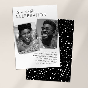 Invitation Fête d'anniversaire conjointe photo double moderne