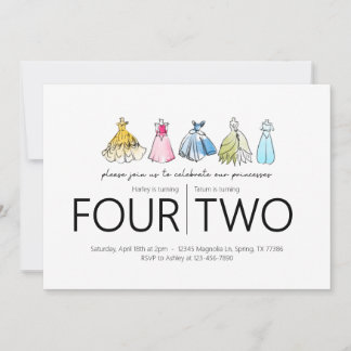 Invitation Fête d'anniversaire conjointe - Princess Dresses T