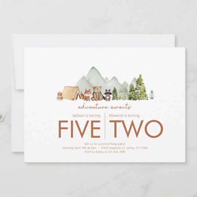 Invitation Fête d'anniversaire conjointe - Thème Aventure Awa (Devant)