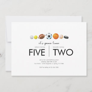 Invitation Fête d'anniversaire conjointe - Thème sportif