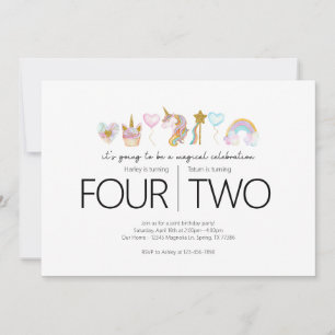 Invitation Fête d'anniversaire conjointe - thème Unicorn