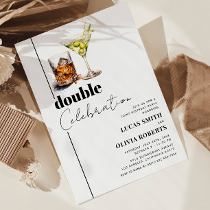 Invitation Fête d'anniversaire conjointe Whiskey & Martini po