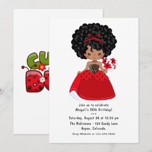 Invitation Fête d'anniversaire Conte de Fées Princesse Noire 