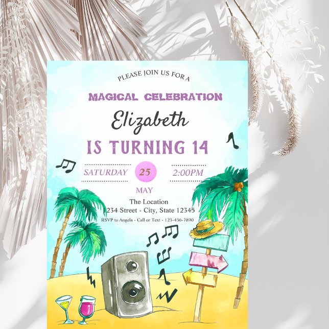 Invitation Fête d'anniversaire Cool Beach  (Créateur téléchargé)