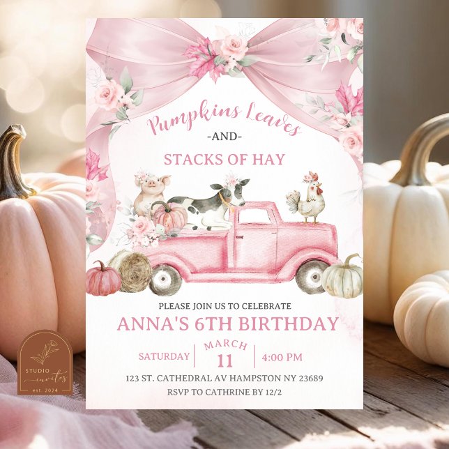 Invitation Fête d'anniversaire Coquette Citrouille Animaux de (Créateur téléchargé)