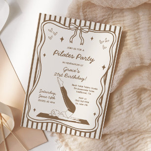 Invitation Fête d'anniversaire Coquette Pilates et café