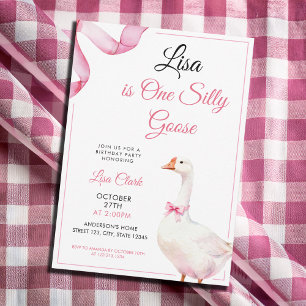 Invitation Fête d'anniversaire Coquette Rose Aquarelle Oie Fo