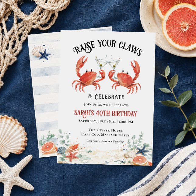 Invitation Fête d'anniversaire côtière "Lève tes pinces" (Créateur téléchargé)