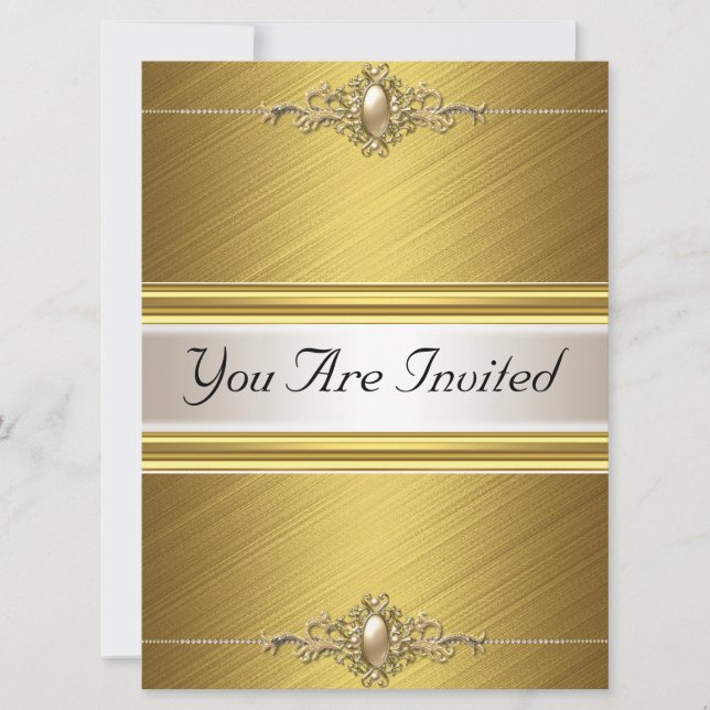 Invitation Fête d'anniversaire couleur or (Devant)