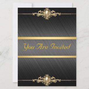 Invitation Fête d'anniversaire couleur or noir