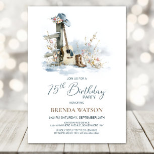 Invitation Fête d'anniversaire Country et Western 75 ans