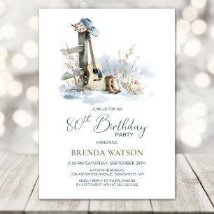Invitation Fête d'anniversaire Country et Western pour 80 ans