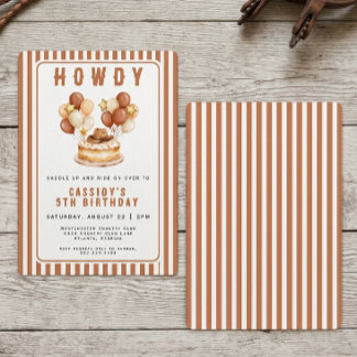 Invitation Fête d'anniversaire Country Western Cowgirl Far We