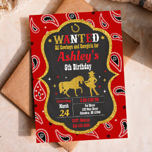 Invitation Fête d'anniversaire Cowgirl Western Wild West