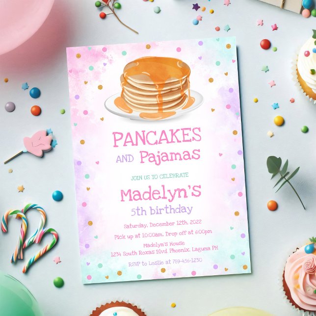 Invitation Fête d'anniversaire Crêpes et Pyjamas (Créateur téléchargé)