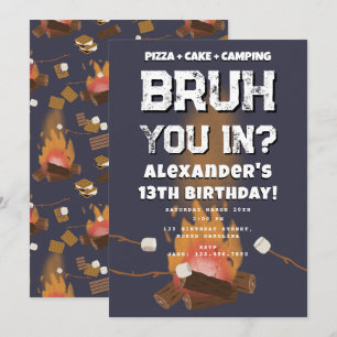Invitation Fête d'anniversaire d'adolescent garçon Bruh Feu d