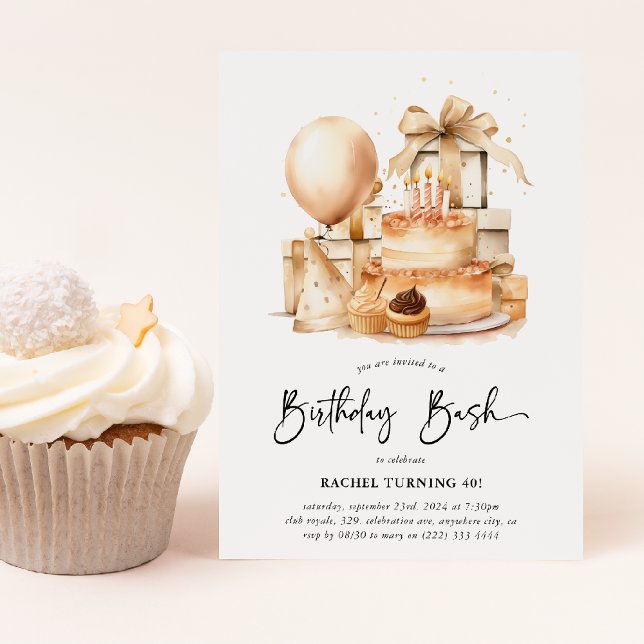 Invitation Fête d'anniversaire d'adulte mignonne à tout âge (Créateur téléchargé)