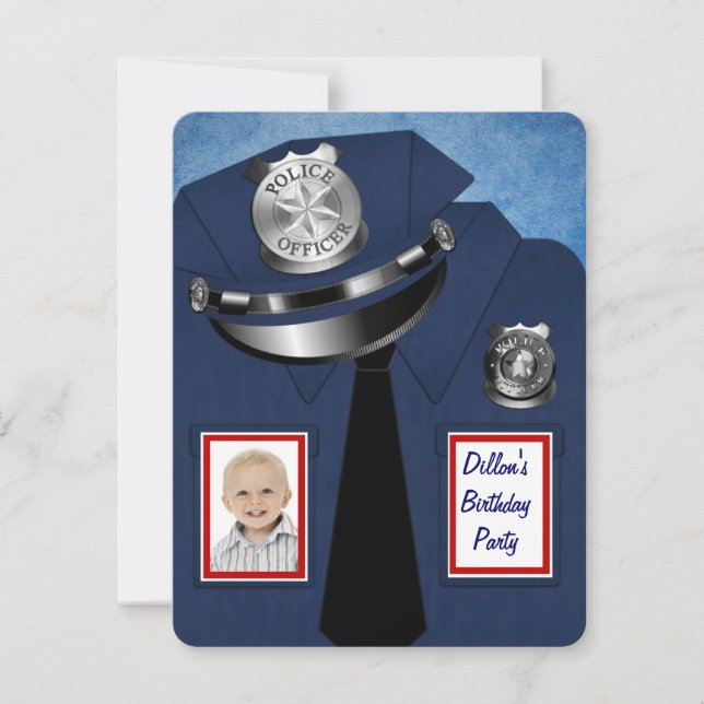 Invitation Fête d'anniversaire d'agent de police (Devant)