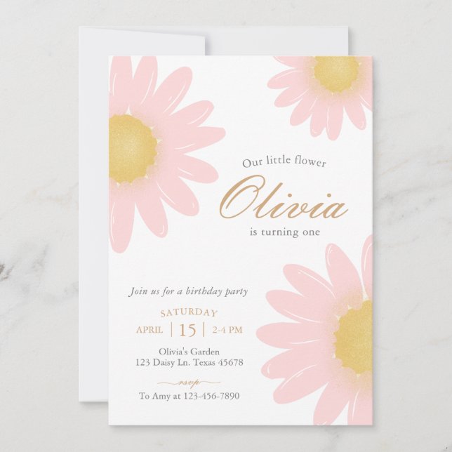Invitation Fête d'anniversaire Daisy boho floral n'importe qu (Devant)