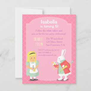 Invitation Fête d'anniversaire d'Alice Lapin Blanc au Pays de